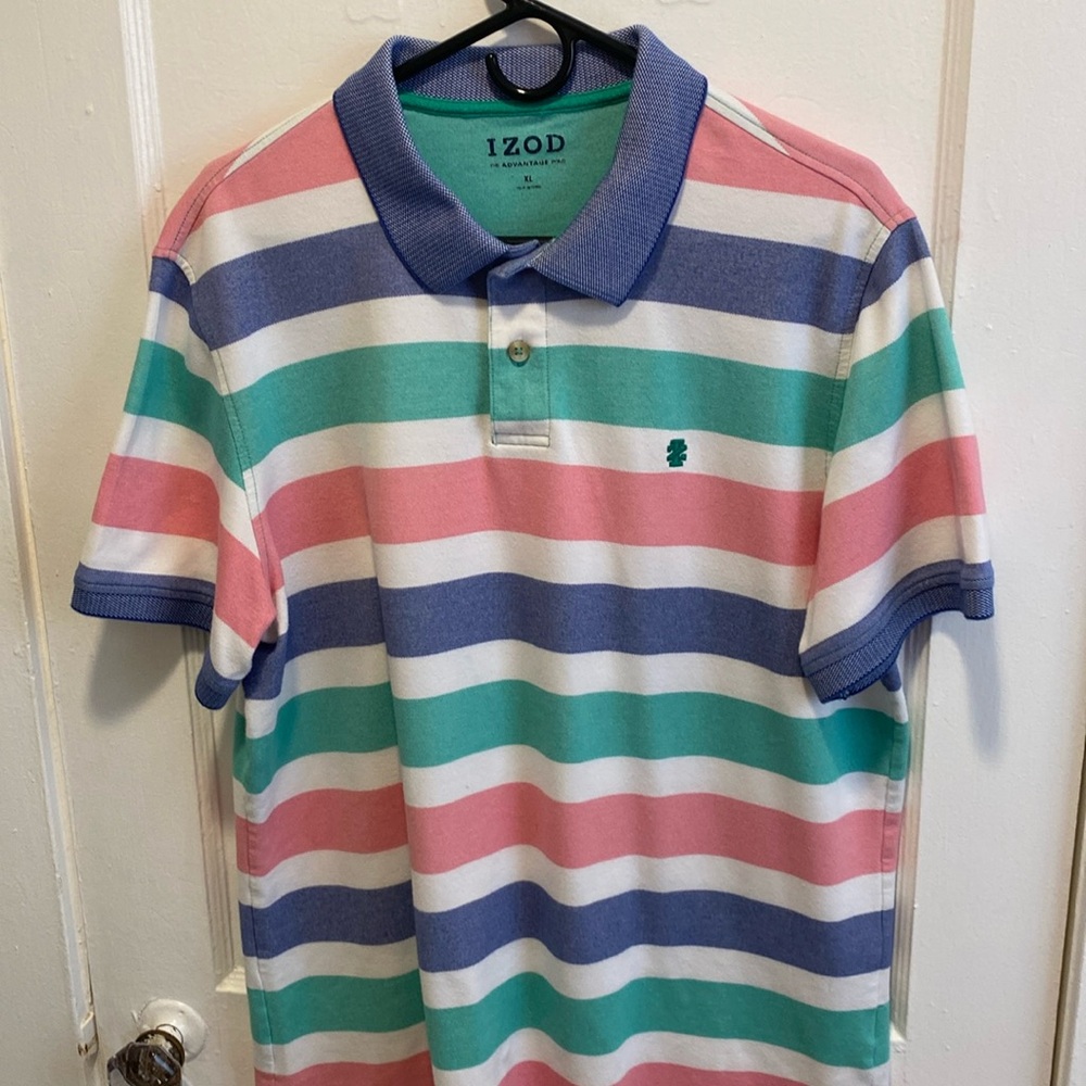 Izod Striped Easter Colored Polo Great Condition